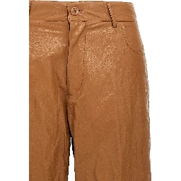 Brown Viscose Casual Pants