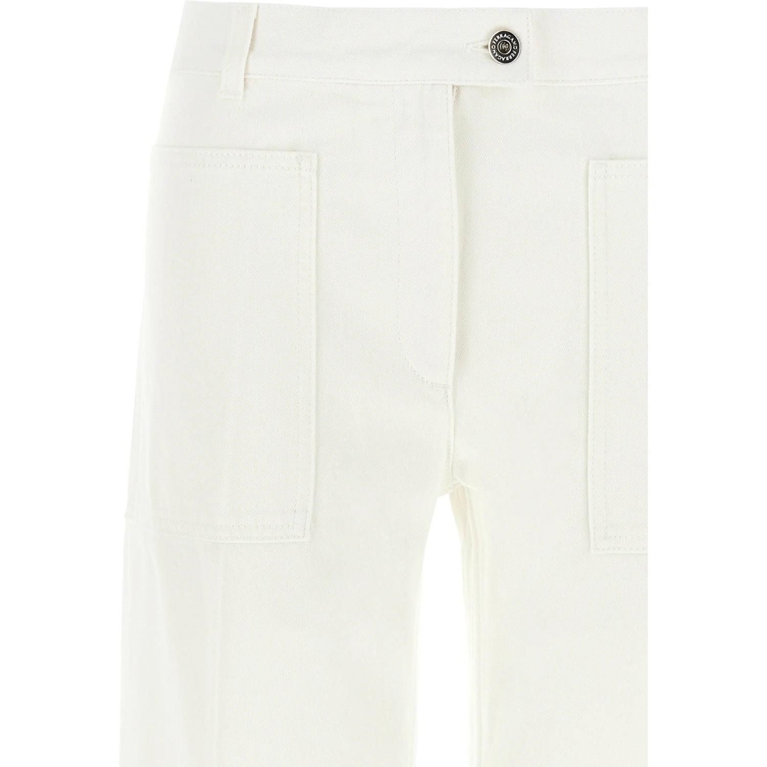 White Cotton Straight-Leg Jeans