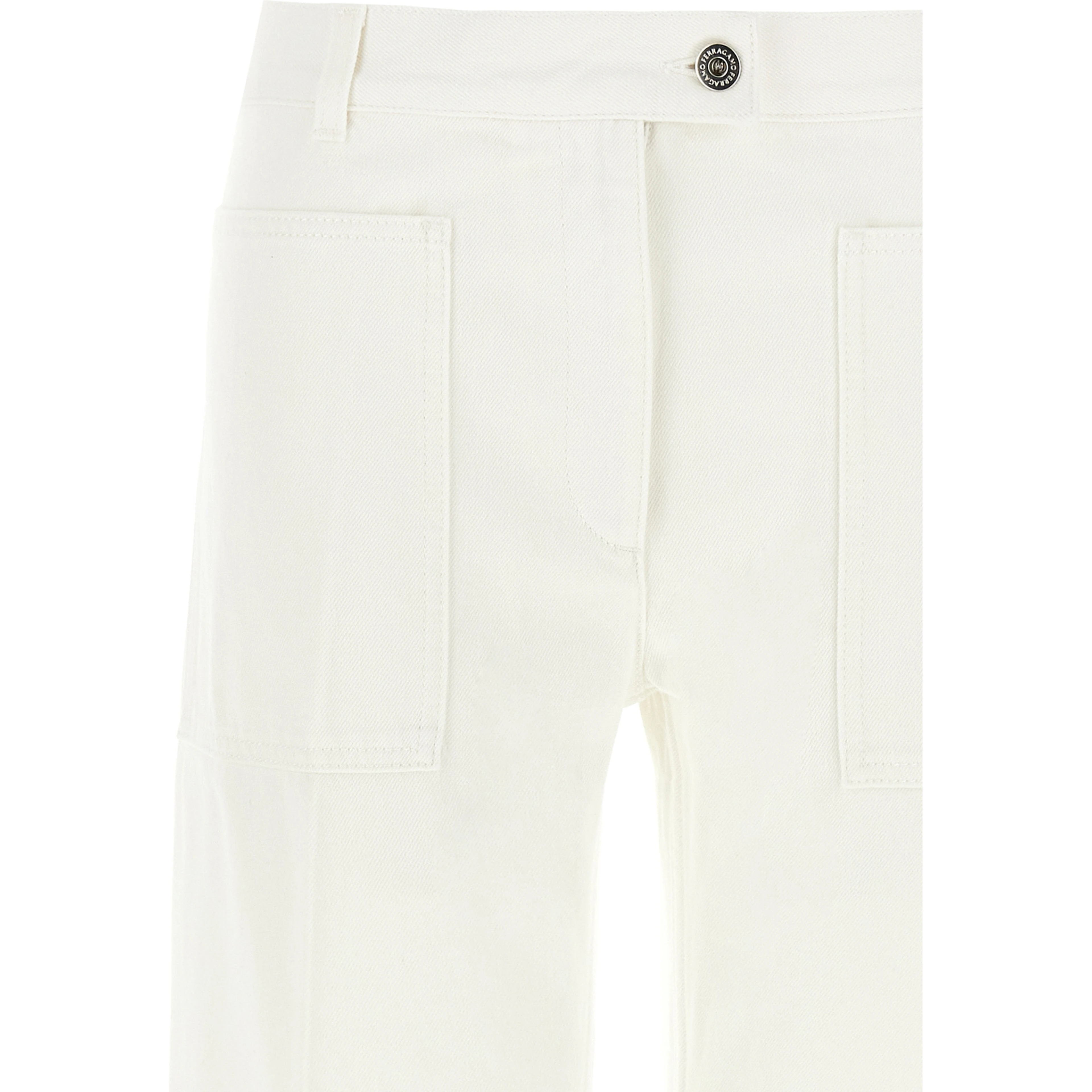White Cotton Straight-Leg Jeans