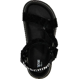 Black Calfskin Flat Sandals
