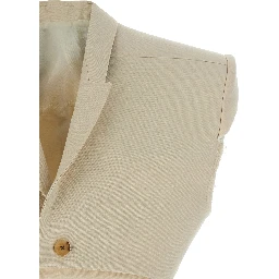 Beige Cotton Sleeveless Jacket