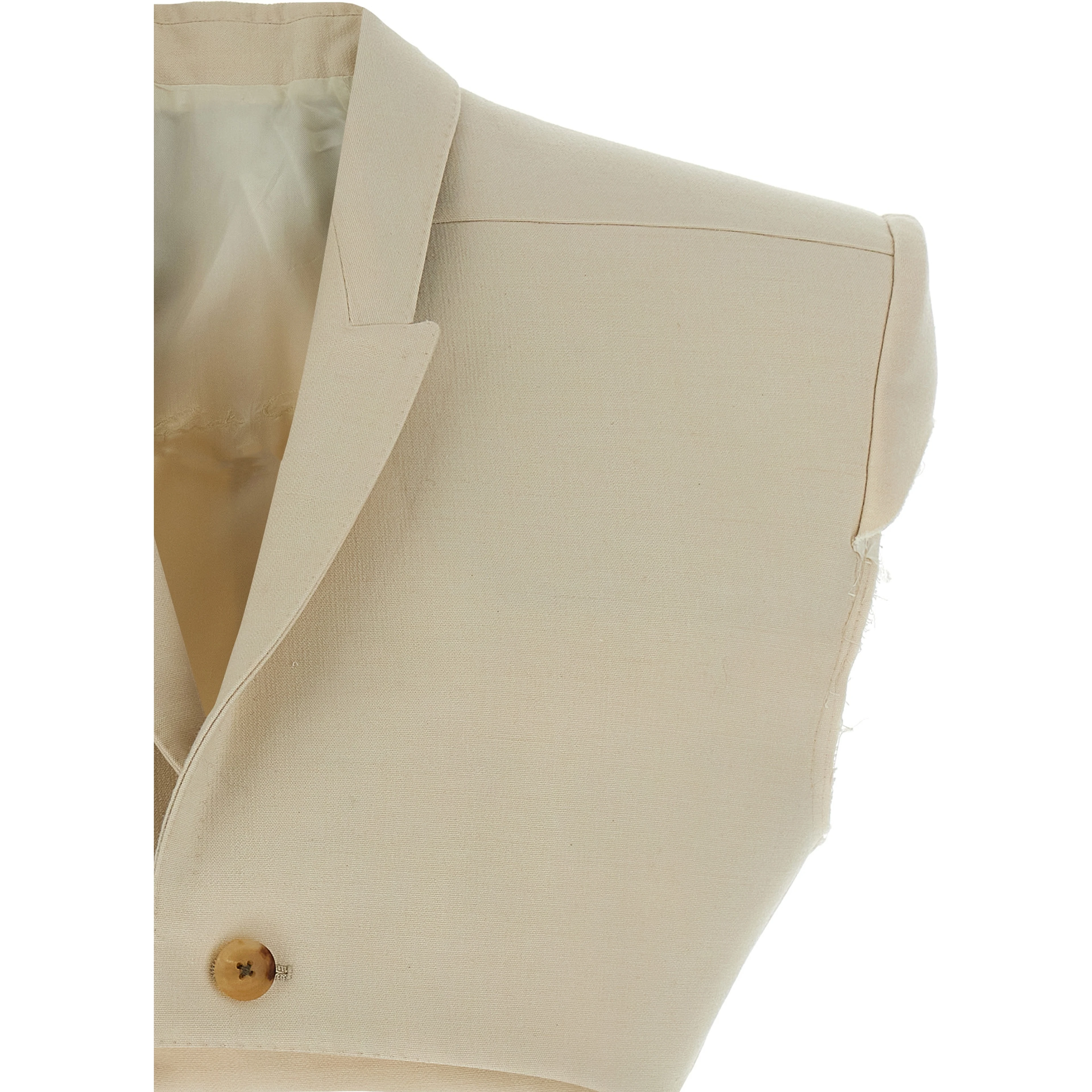 Beige Cotton Sleeveless Jacket