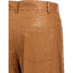 Brown Viscose Casual Pants