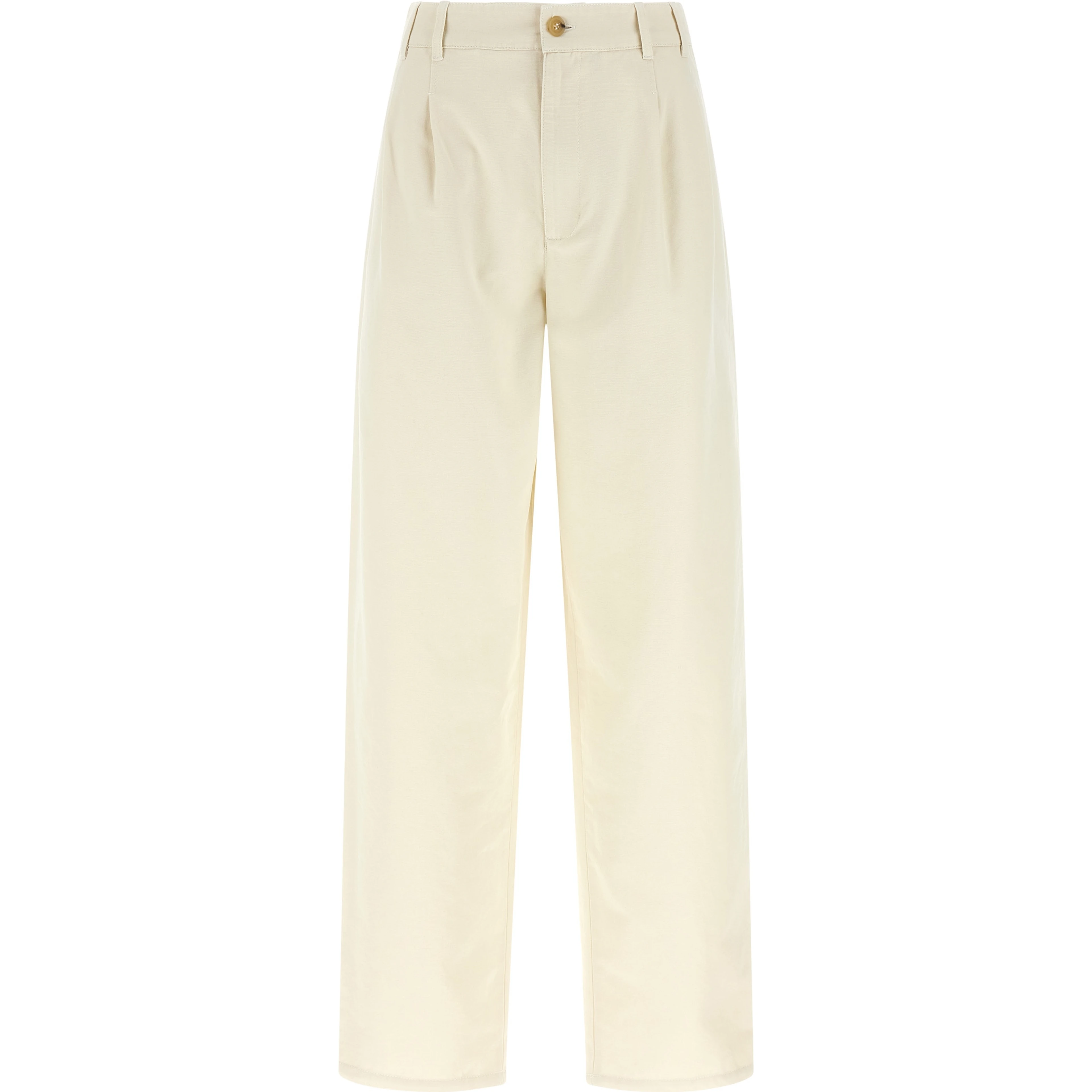 Beige Cotton Casual Pants