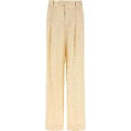 Beige Viscose Casual Pants
