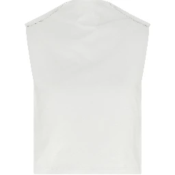 White Cotton Sleeveles T-Shirt