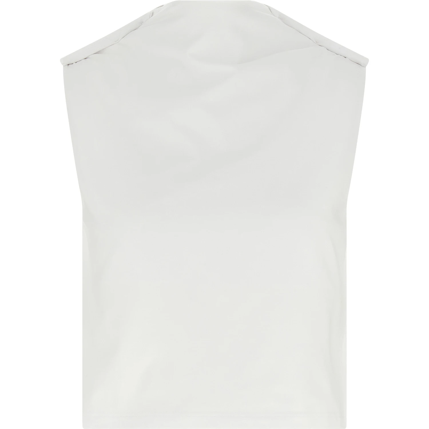 White Cotton Sleeveles T-Shirt
