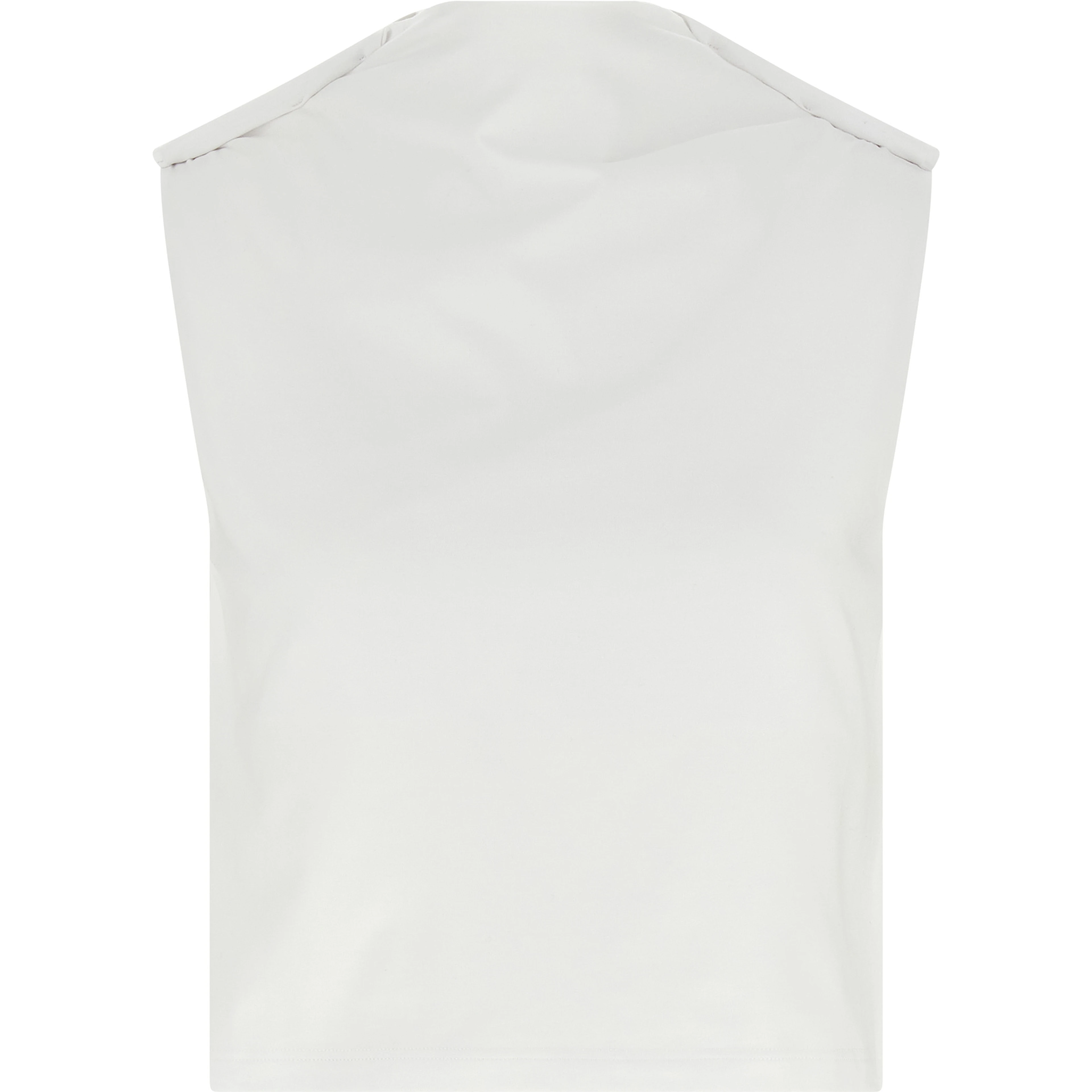White Cotton Sleeveles T-Shirt
