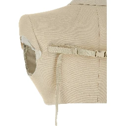 Beige Cotton Sleeveless Jacket