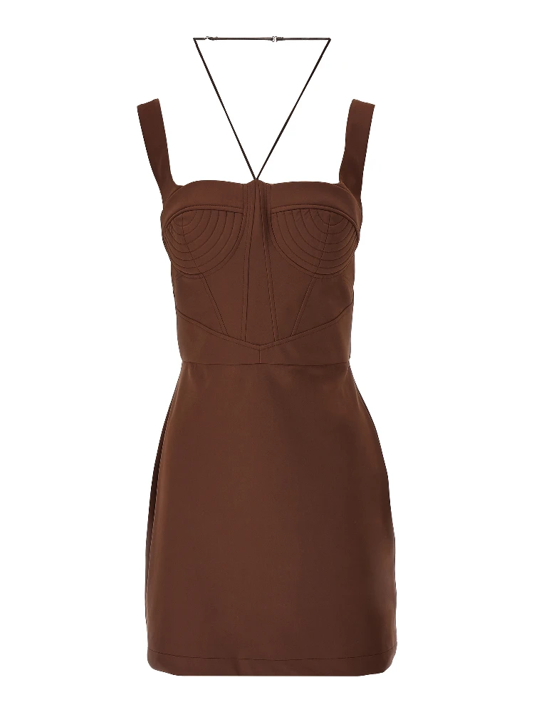 Brown Polyamide Short Dress