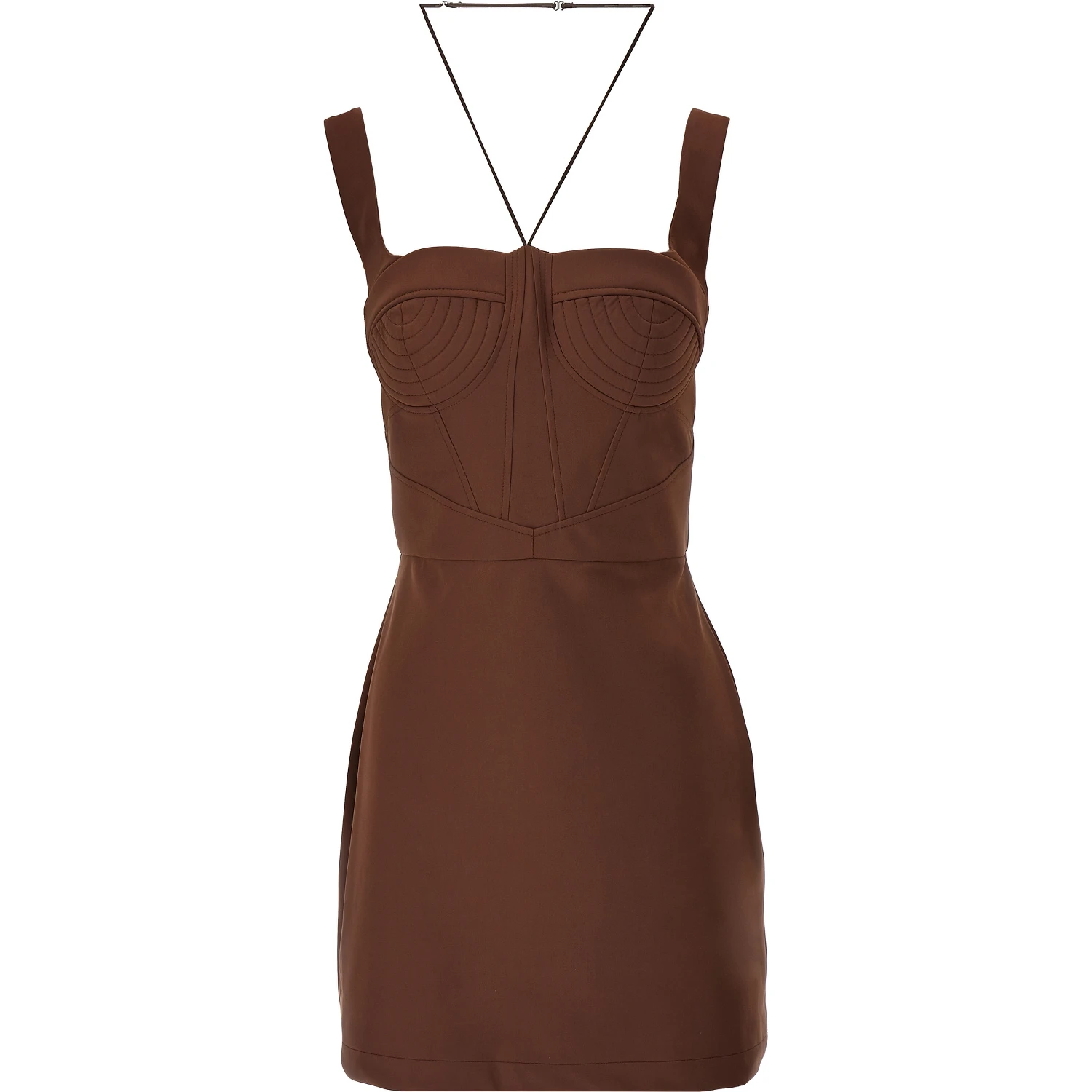 Brown Polyamide Short Dress