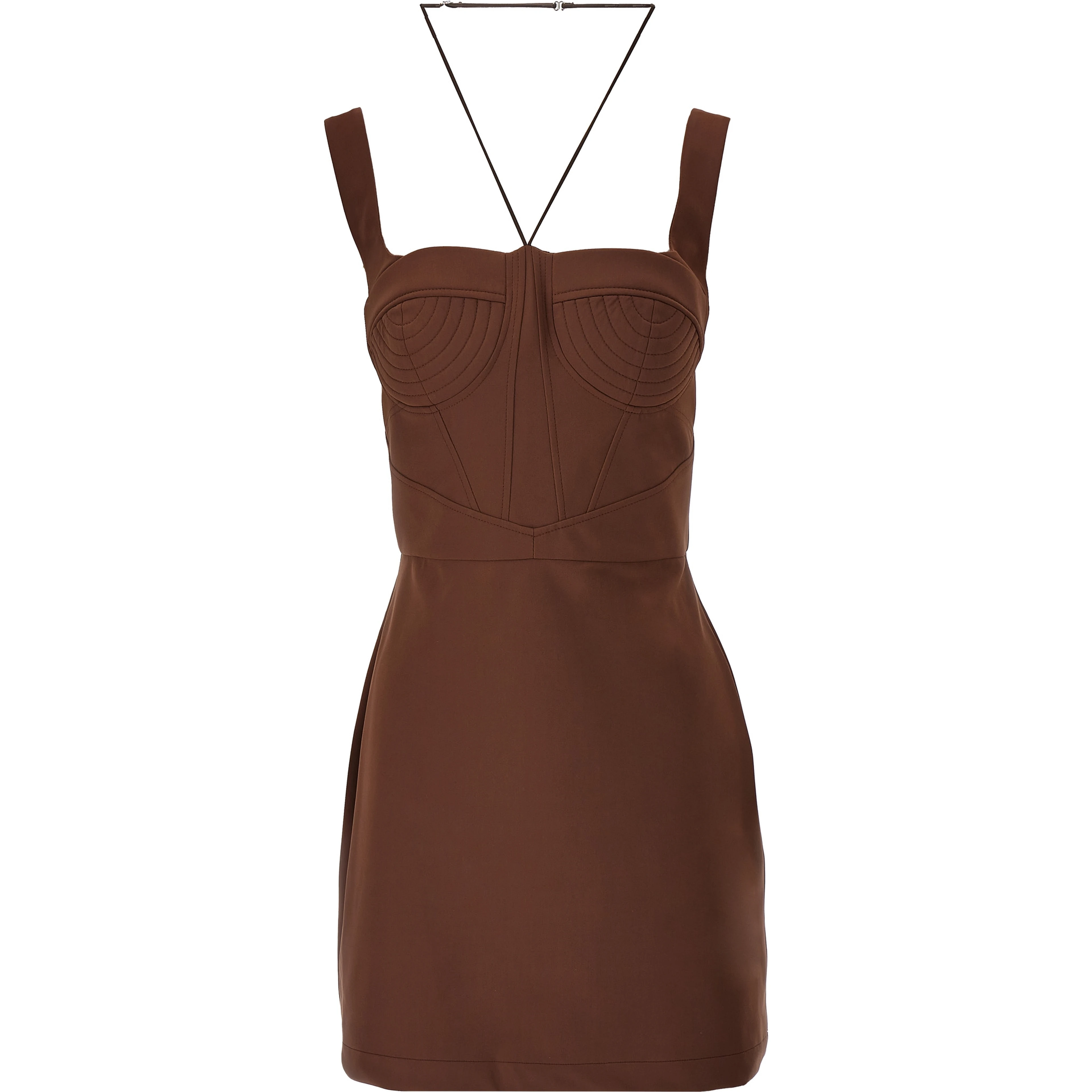 Brown Polyamide Short Dress