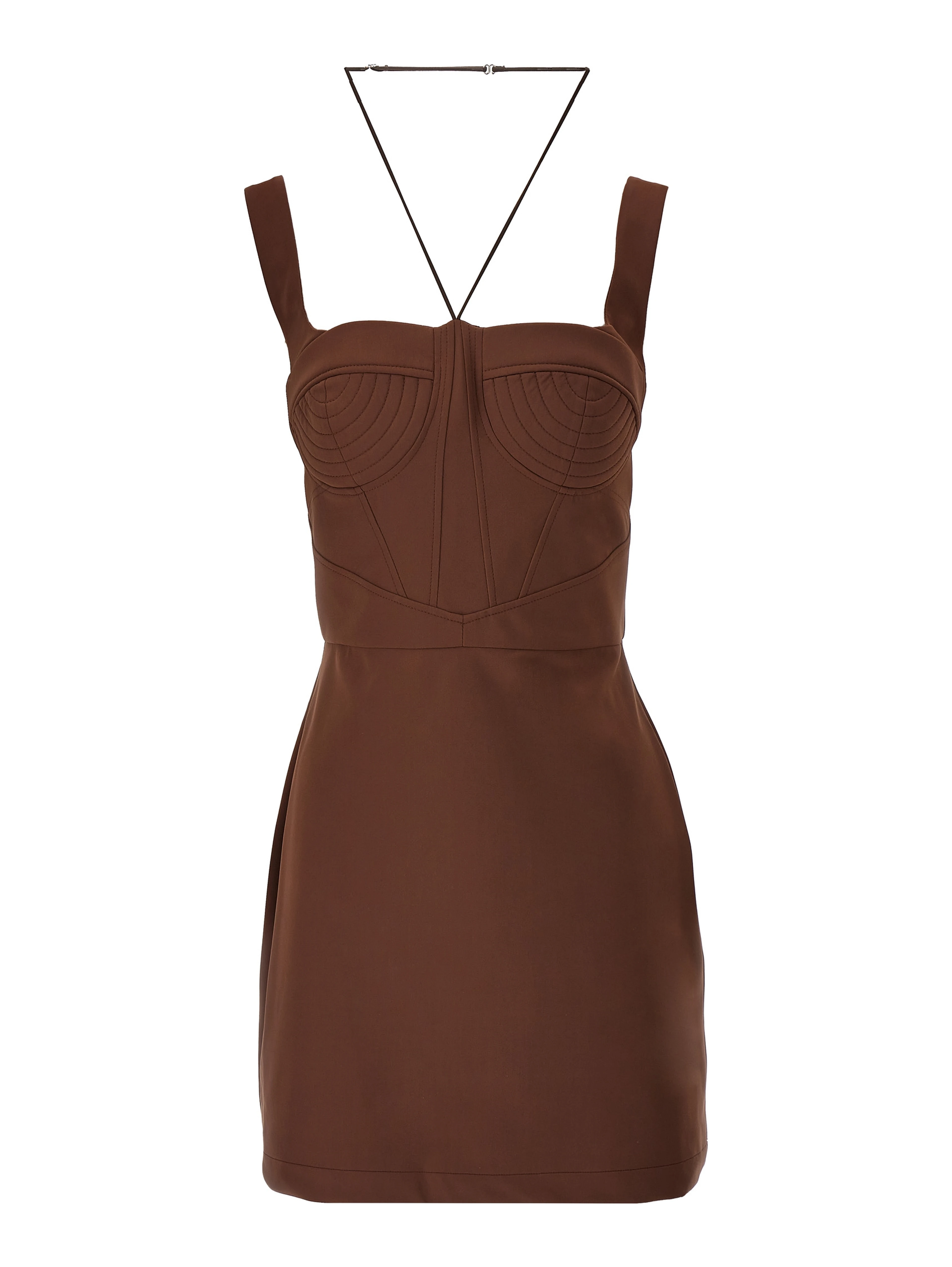 Brown Polyamide Short Dress
