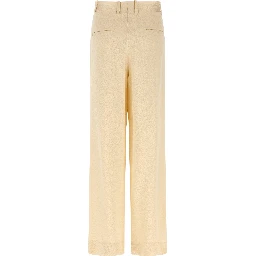 Beige Viscose Casual Pants