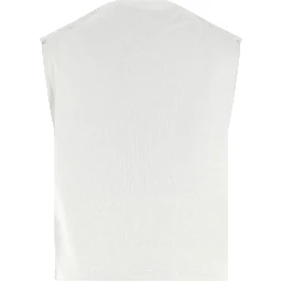 White Cotton Sleeveles T-Shirt