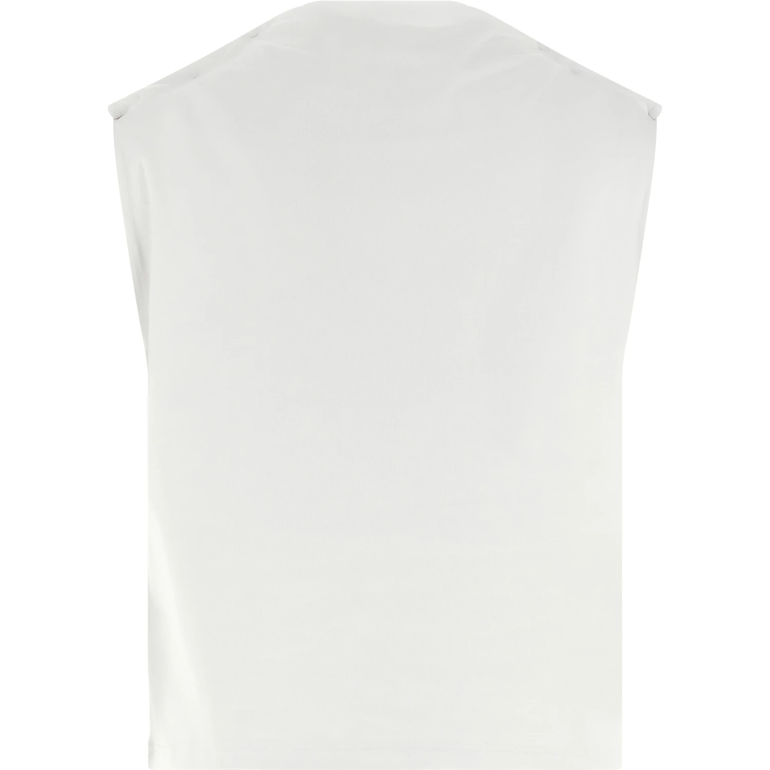 White Cotton Sleeveles T-Shirt