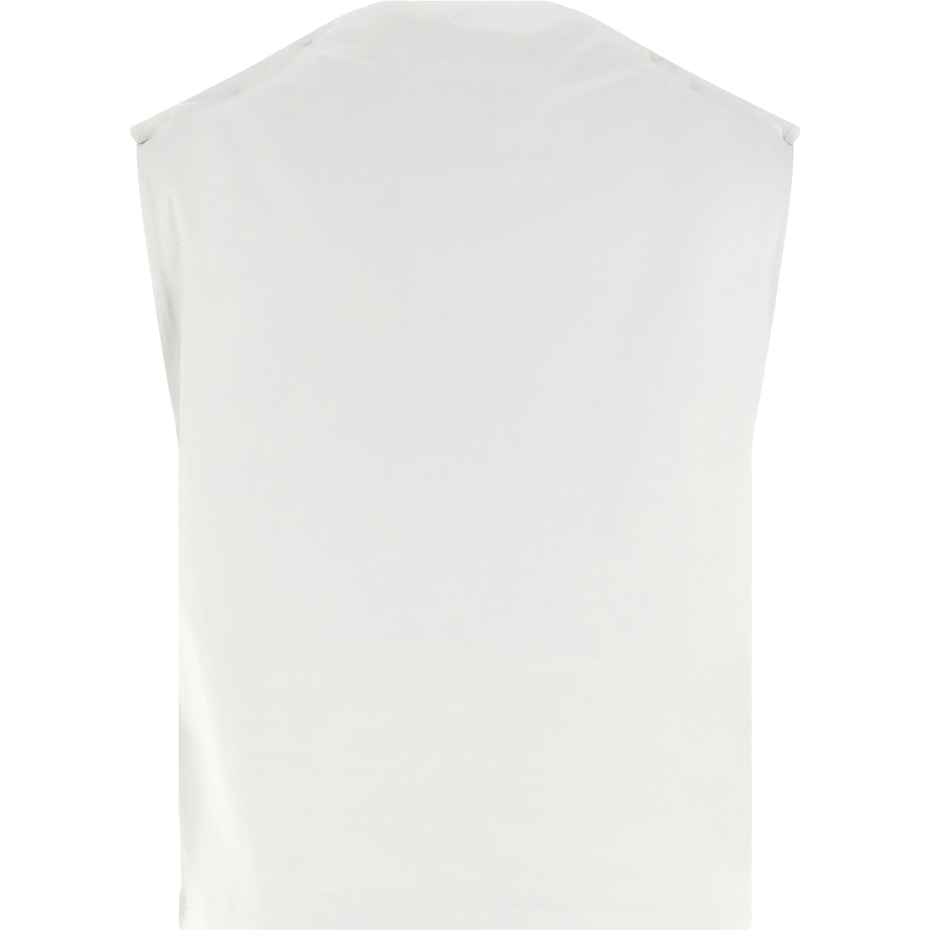 White Cotton Sleeveles T-Shirt