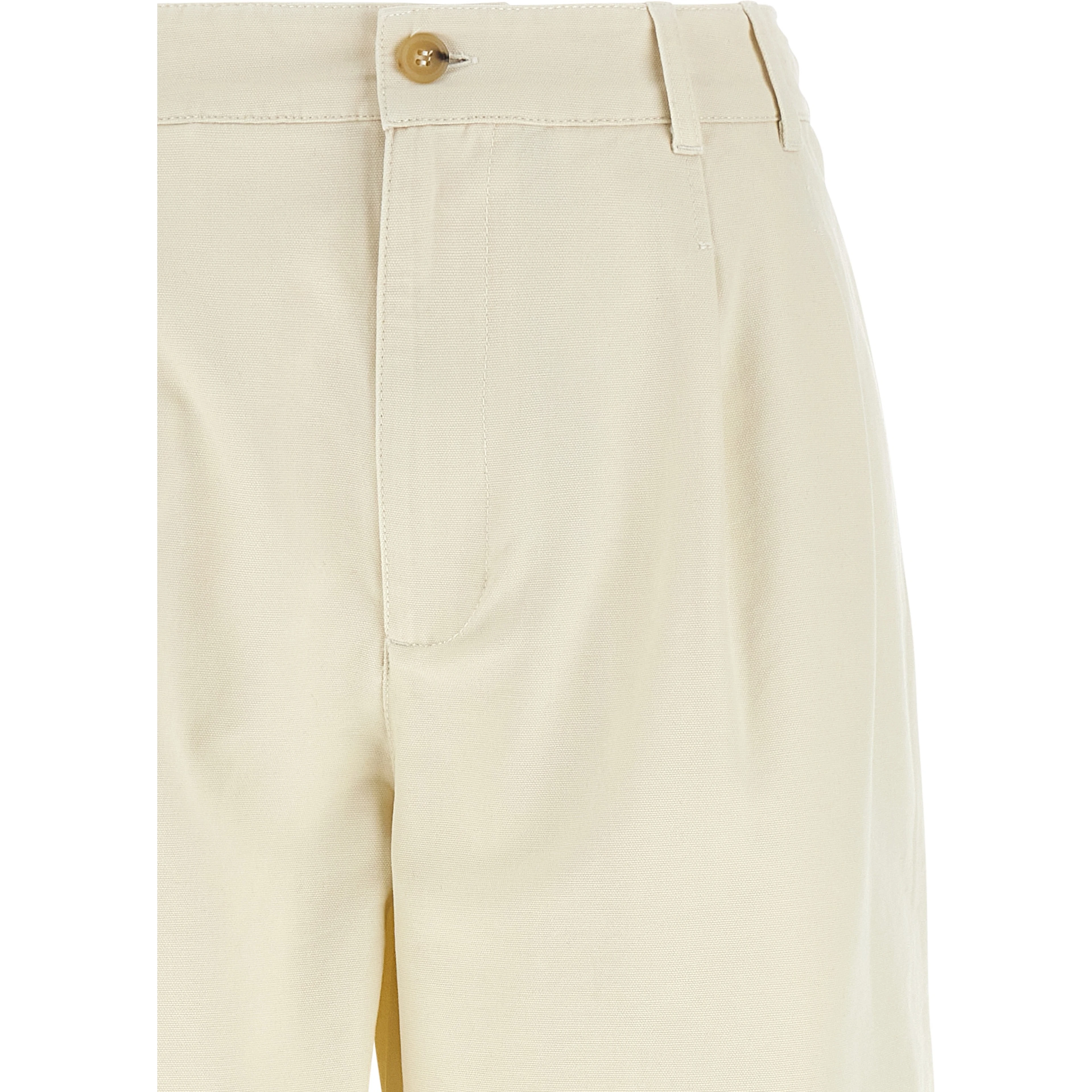 Beige Cotton Casual Pants