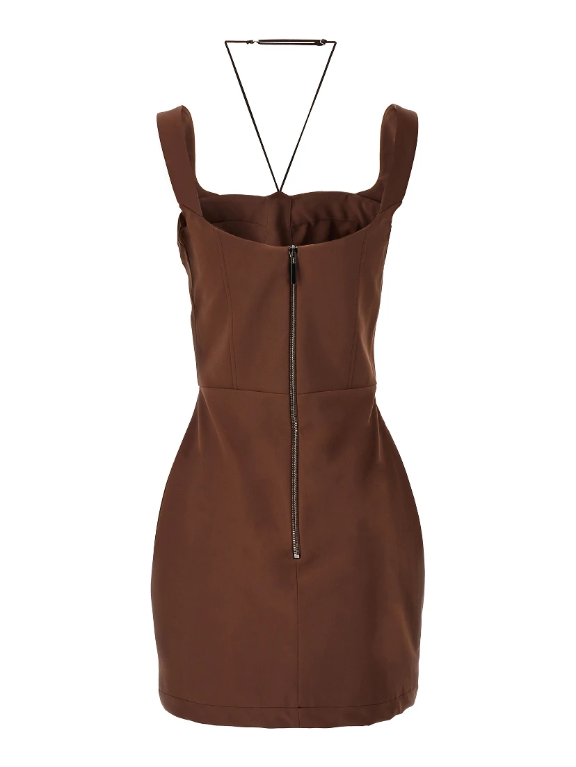 Brown Polyamide Short Dress