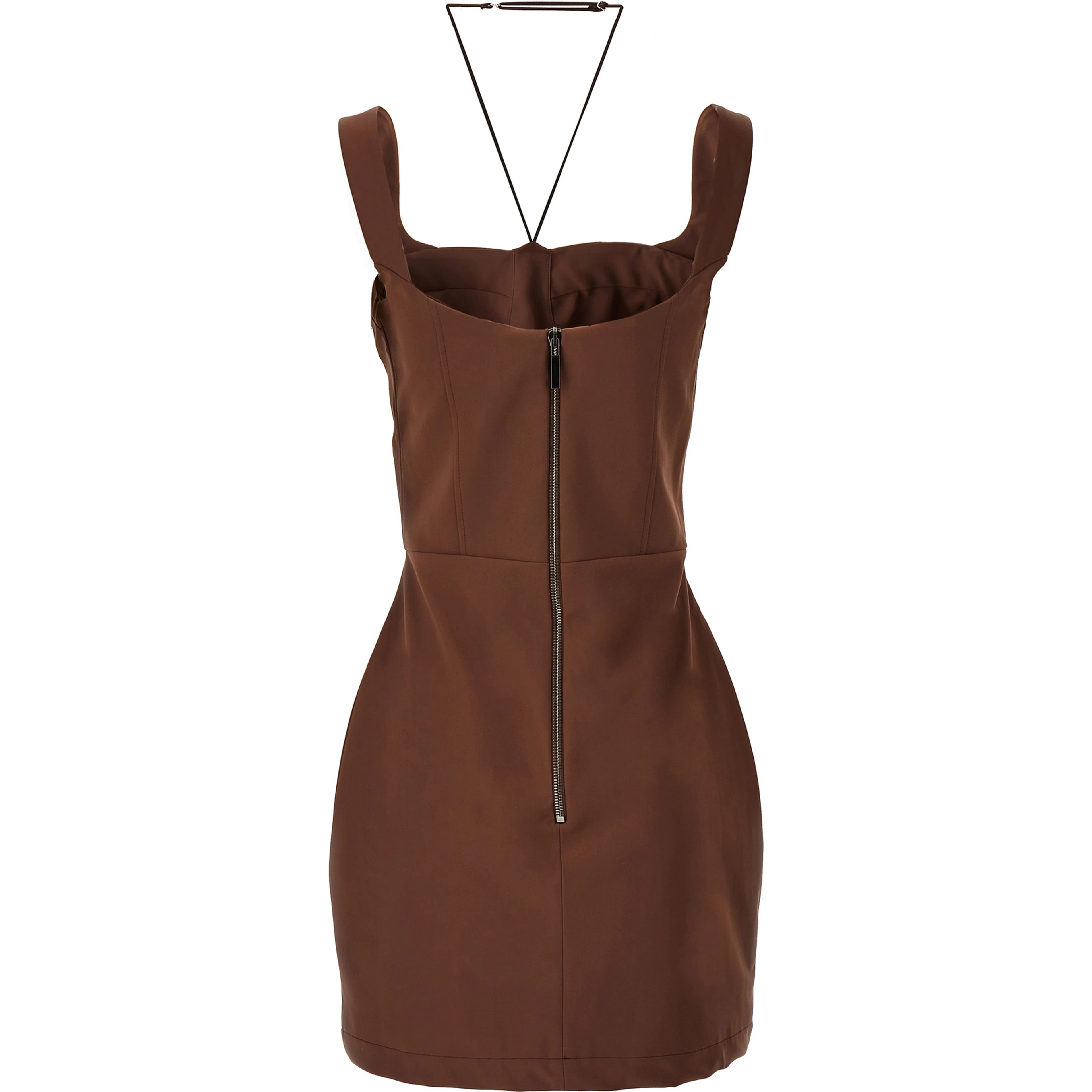 Brown Polyamide Short Dress