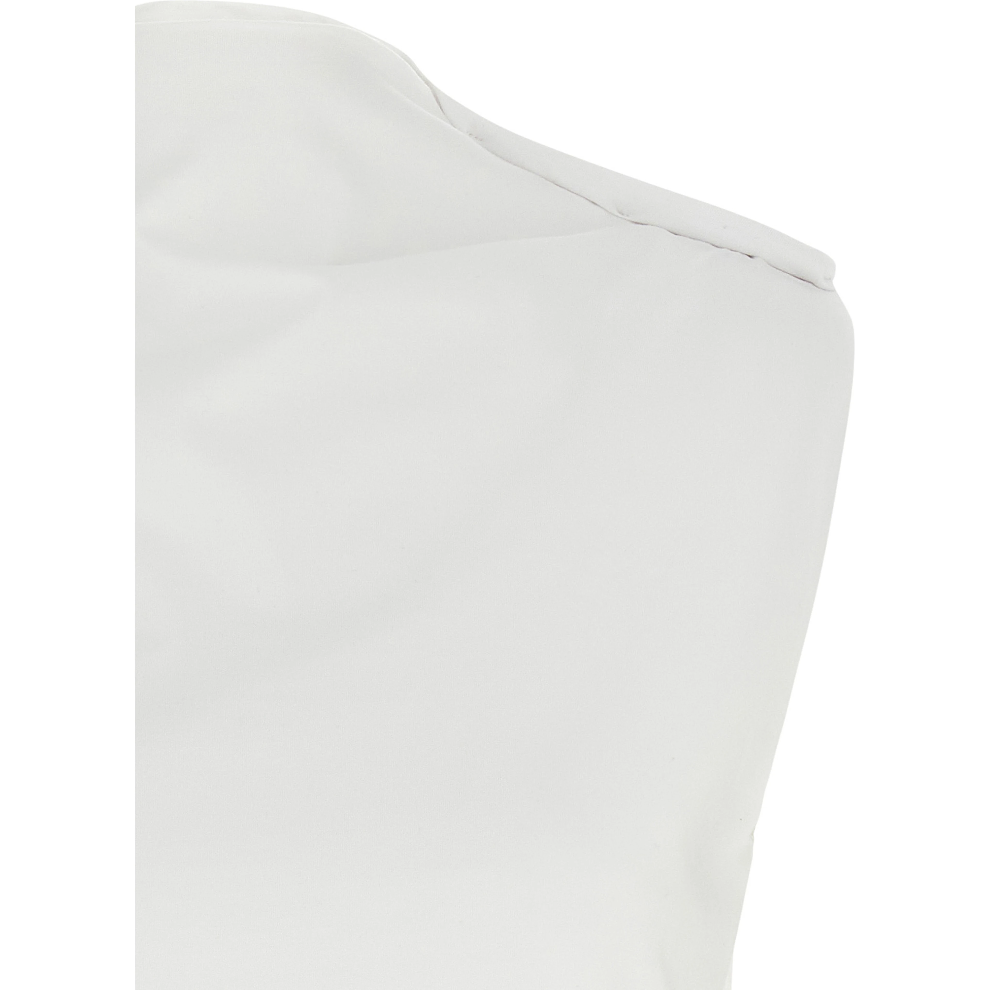 White Cotton Sleeveles T-Shirt