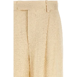 Beige Viscose Casual Pants