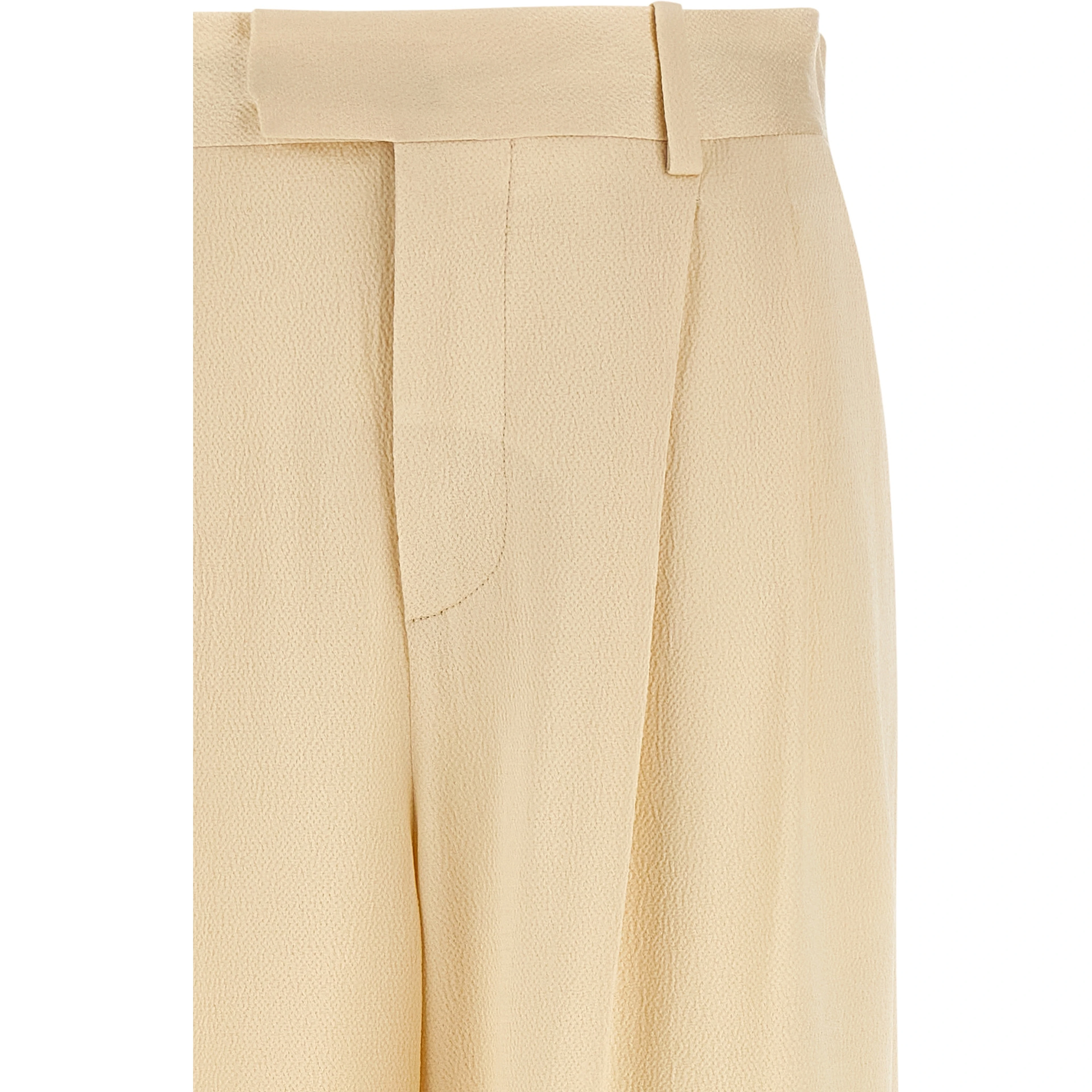 Beige Viscose Casual Pants