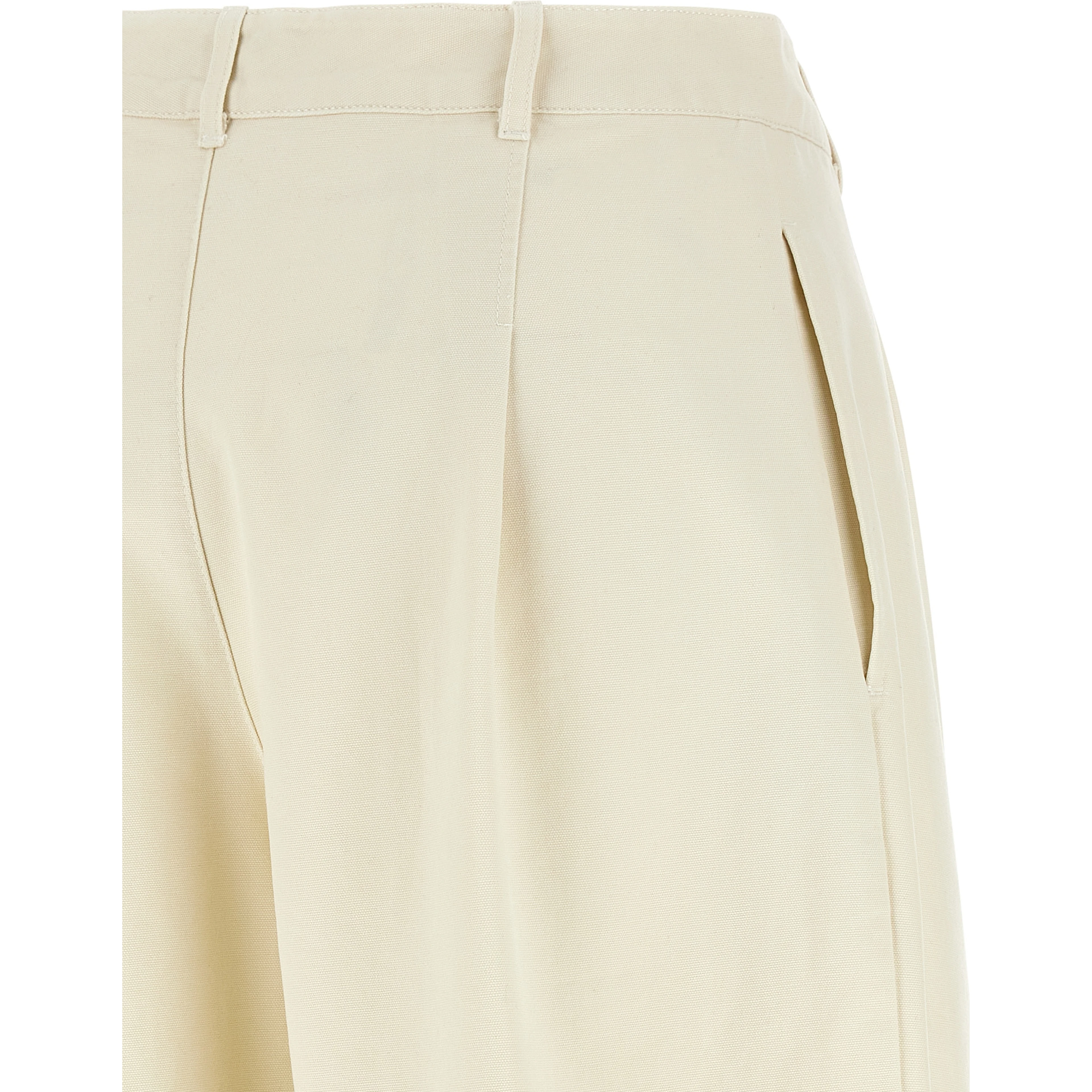 Beige Cotton Casual Pants