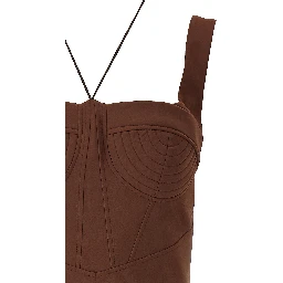 Brown Polyamide Short Dress