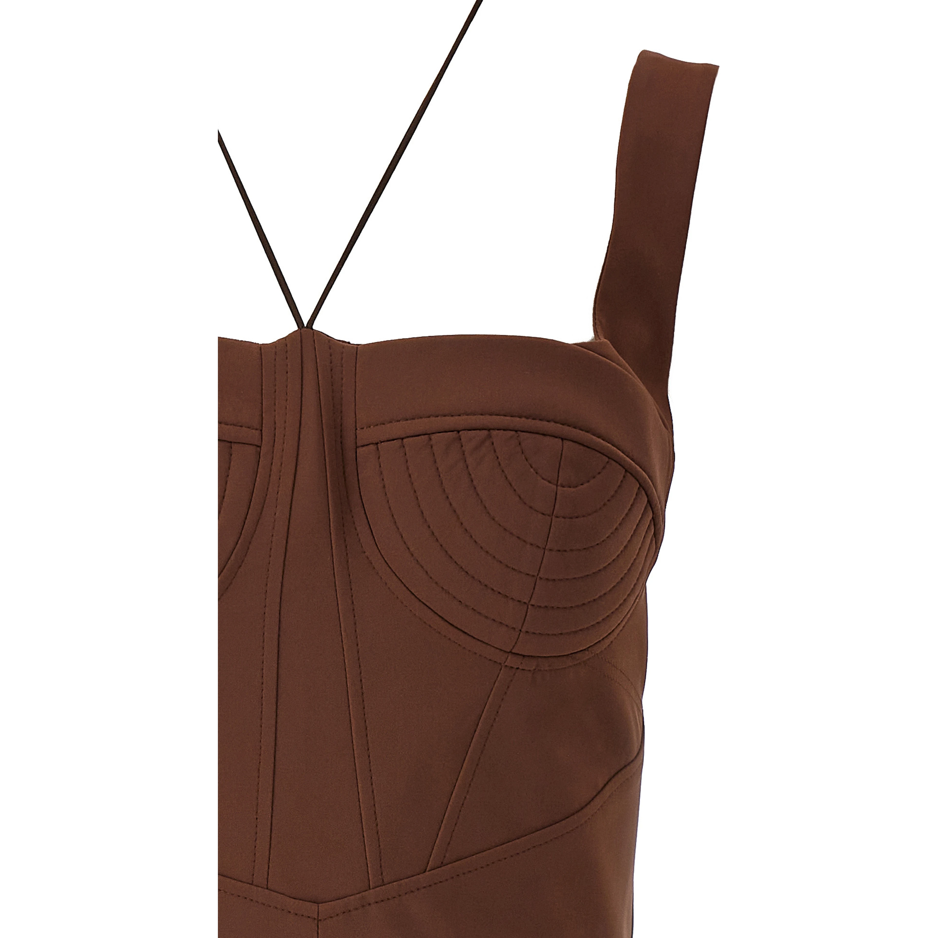 Brown Polyamide Short Dress