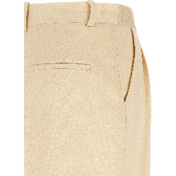 Beige Viscose Casual Pants