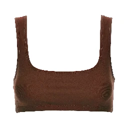 Brown Polyamide Tank Tops