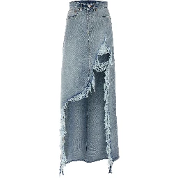 Blue Cotton Mini Skirt