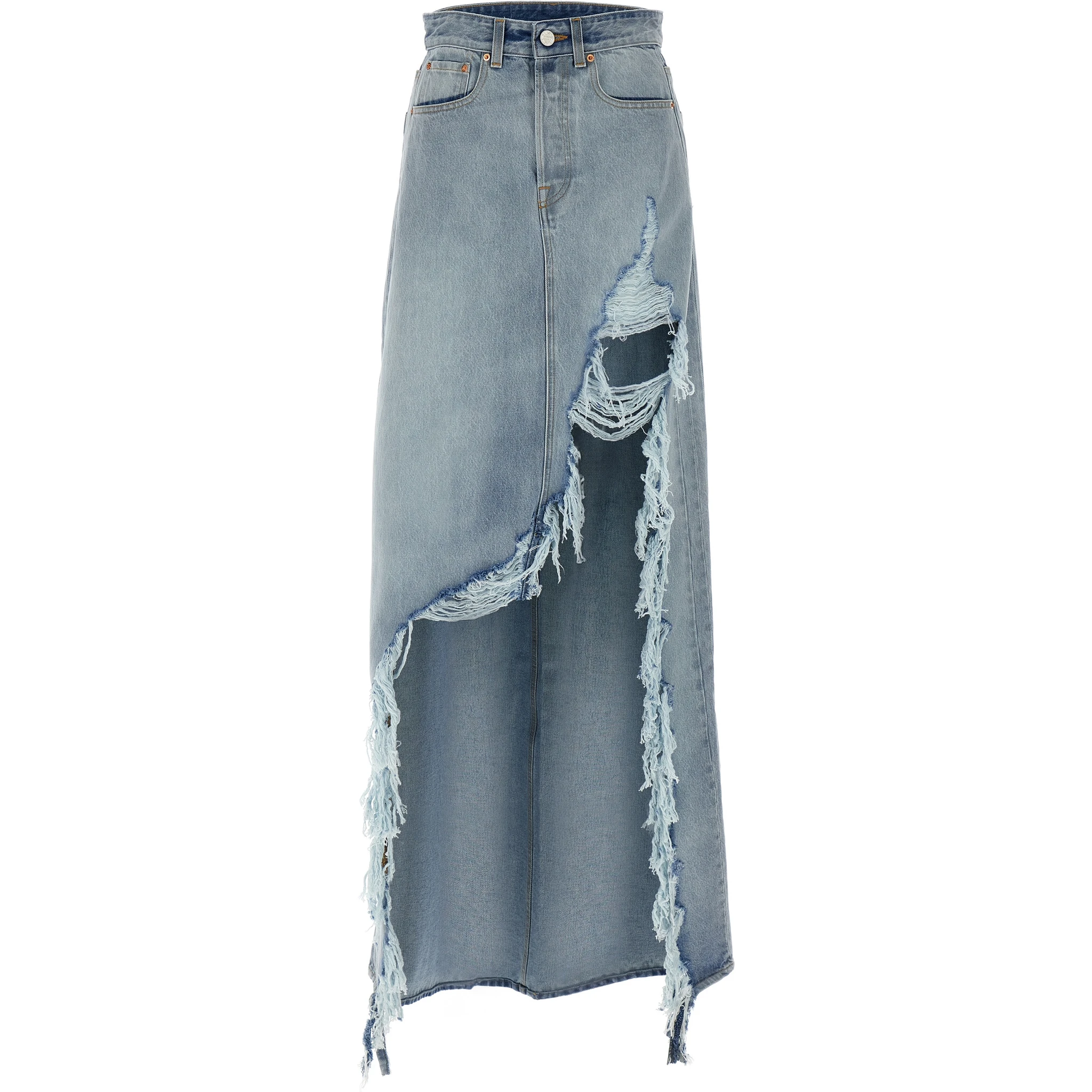 Blue Cotton Mini Skirt