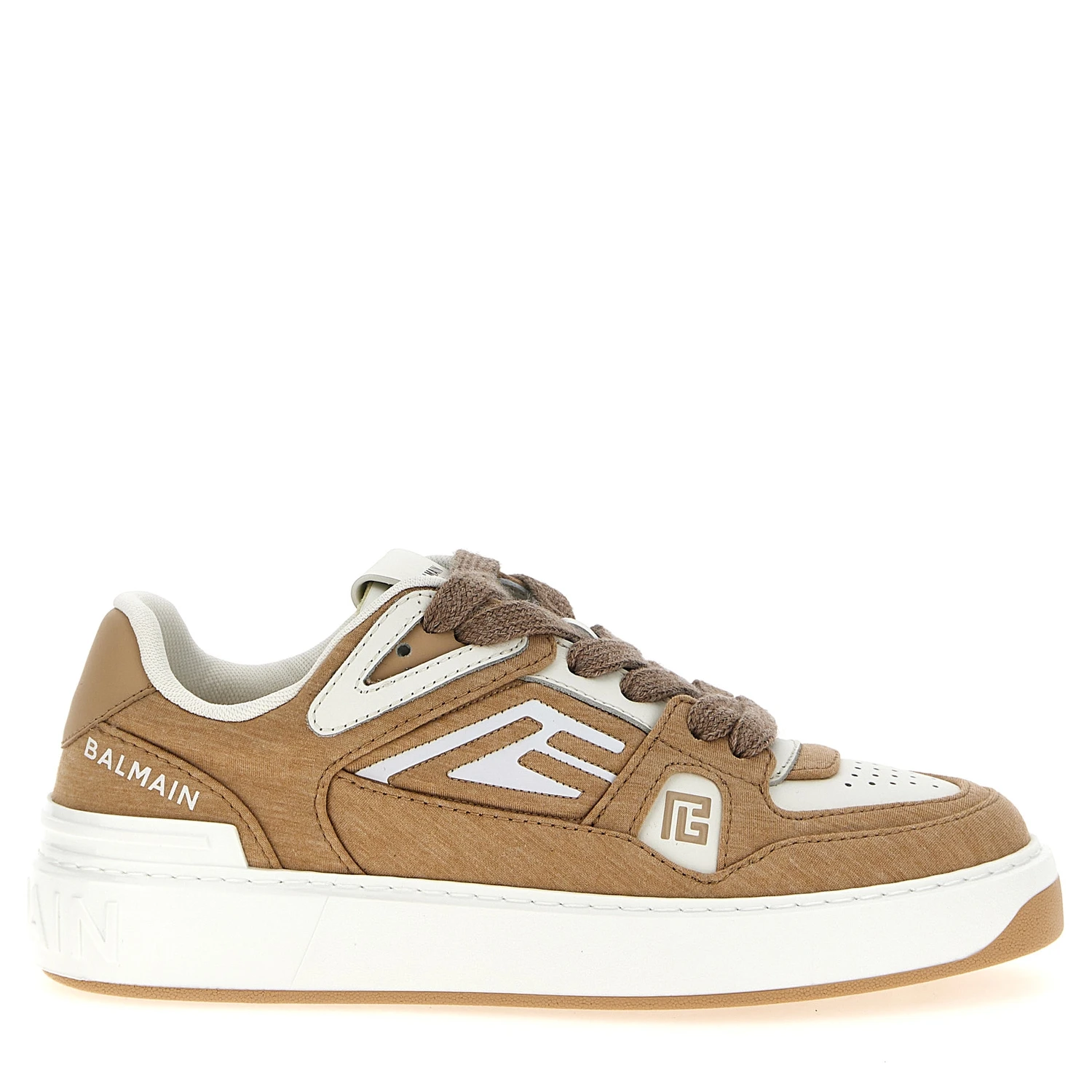 Beige Polyester Low Top Sneakers