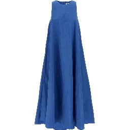 Blue Polyester Long Dress