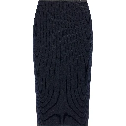 Blue Viscose Midi Skirt
