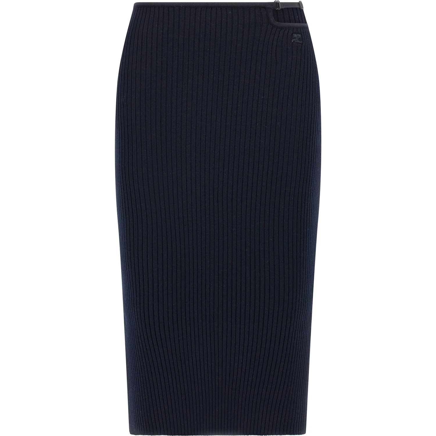 Blue Viscose Midi Skirt