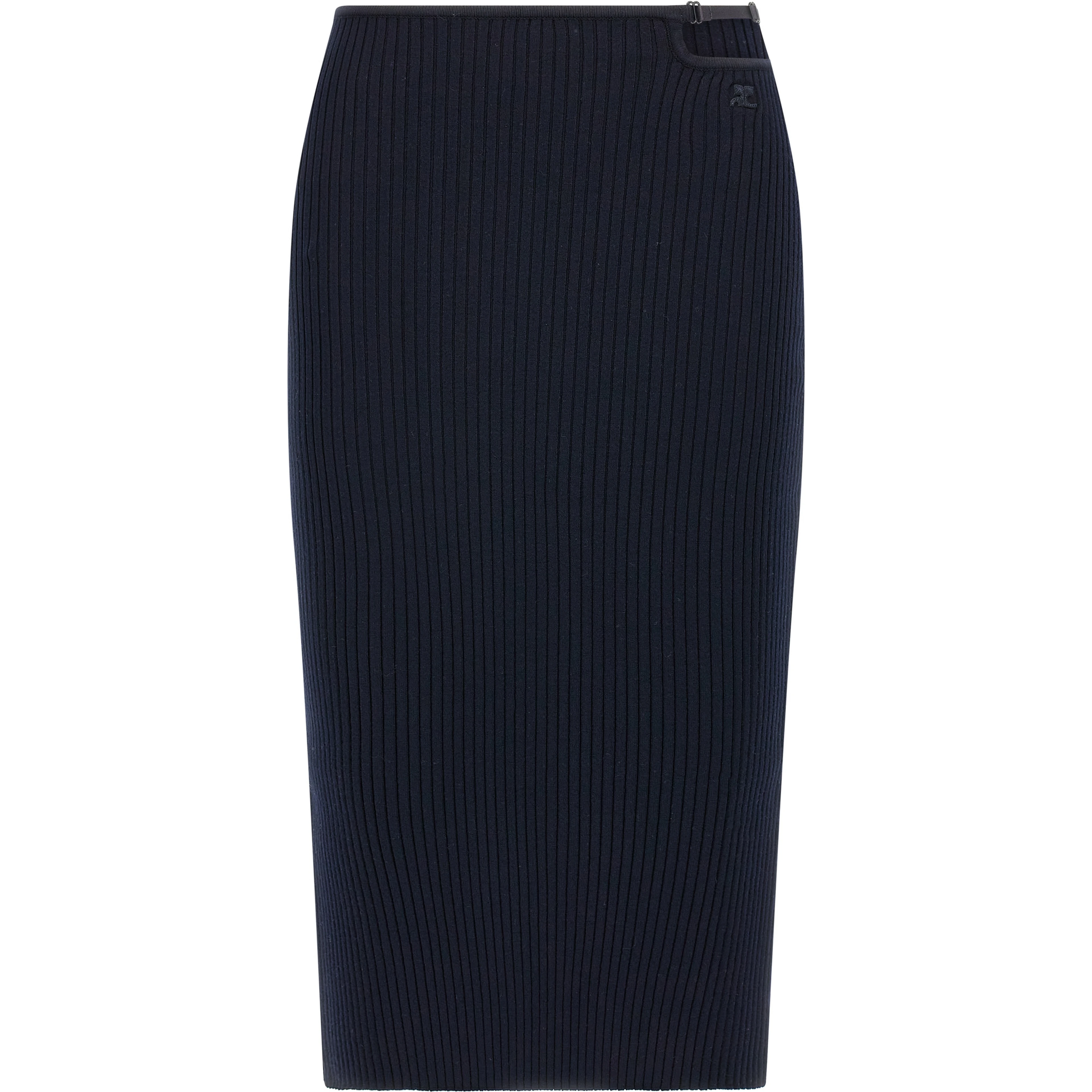 Blue Viscose Midi Skirt
