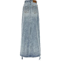Blue Cotton Mini Skirt