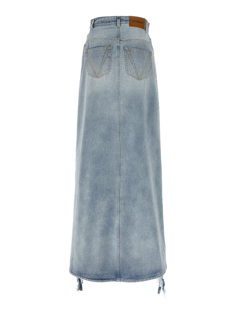Blue Cotton Mini Skirt