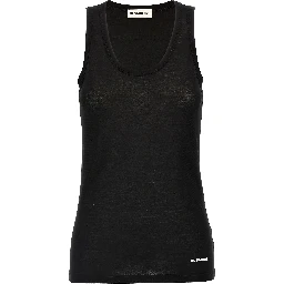 Black Cotton Sleeveles T-Shirt