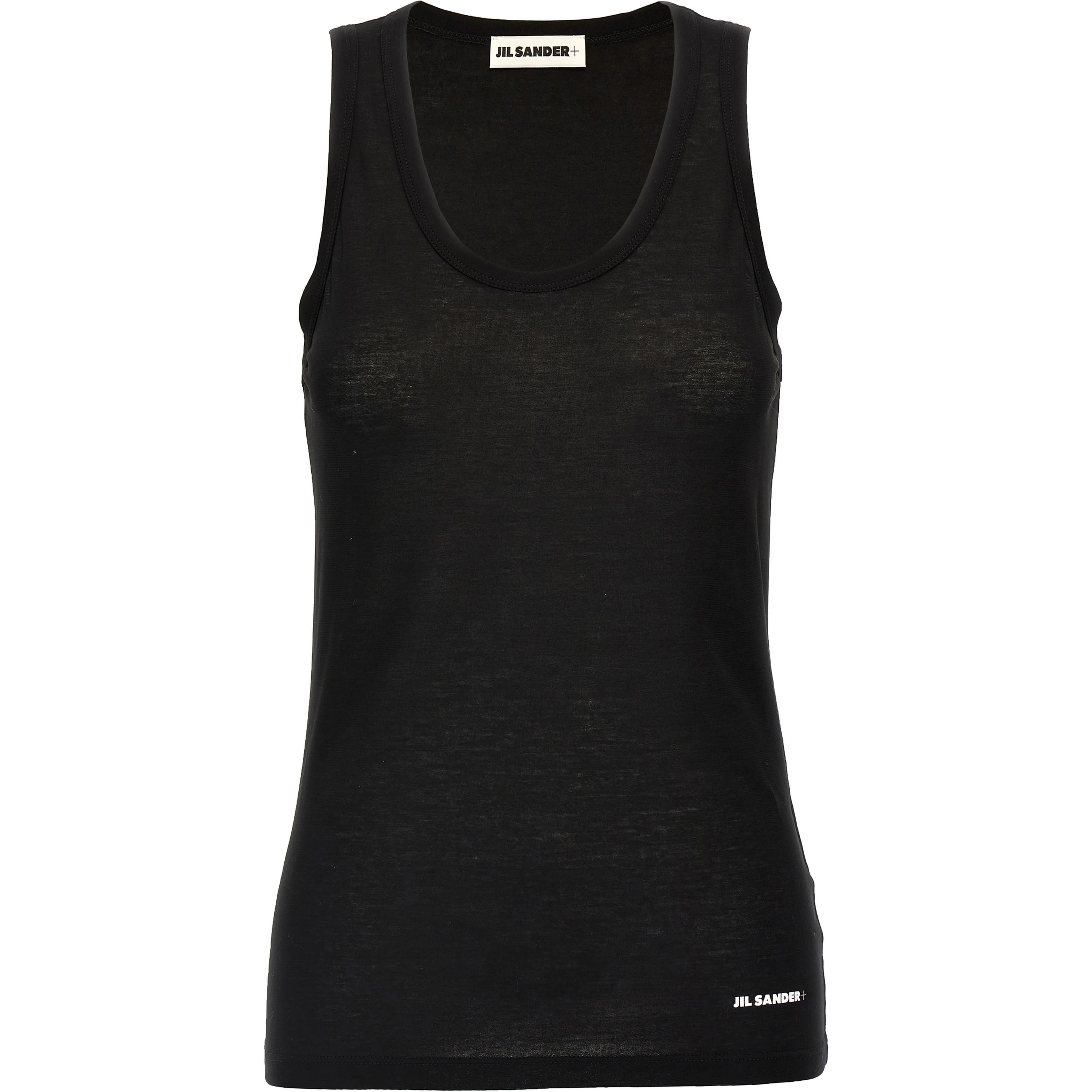 Black Cotton Sleeveles T-Shirt
