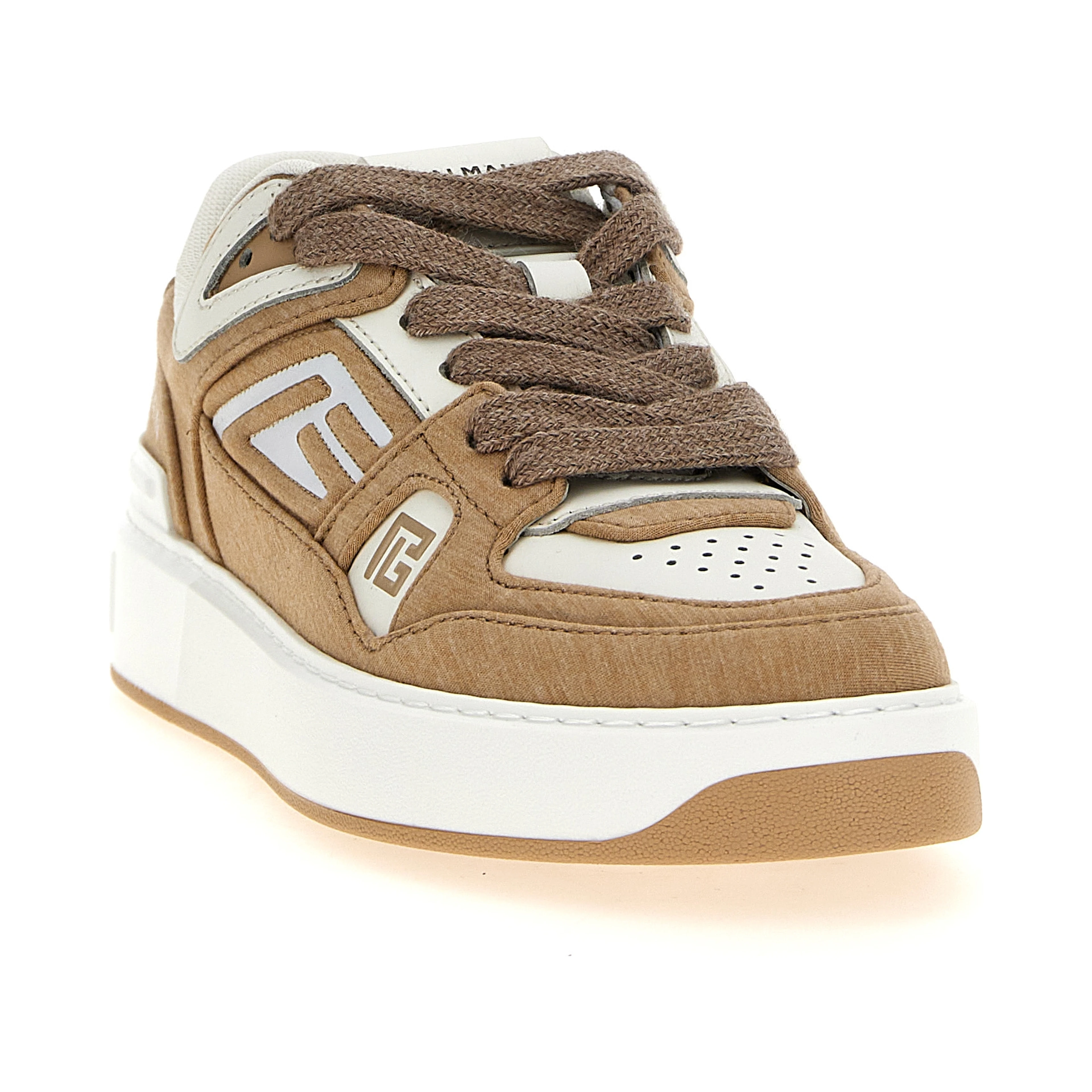 Beige Polyester Low Top Sneakers