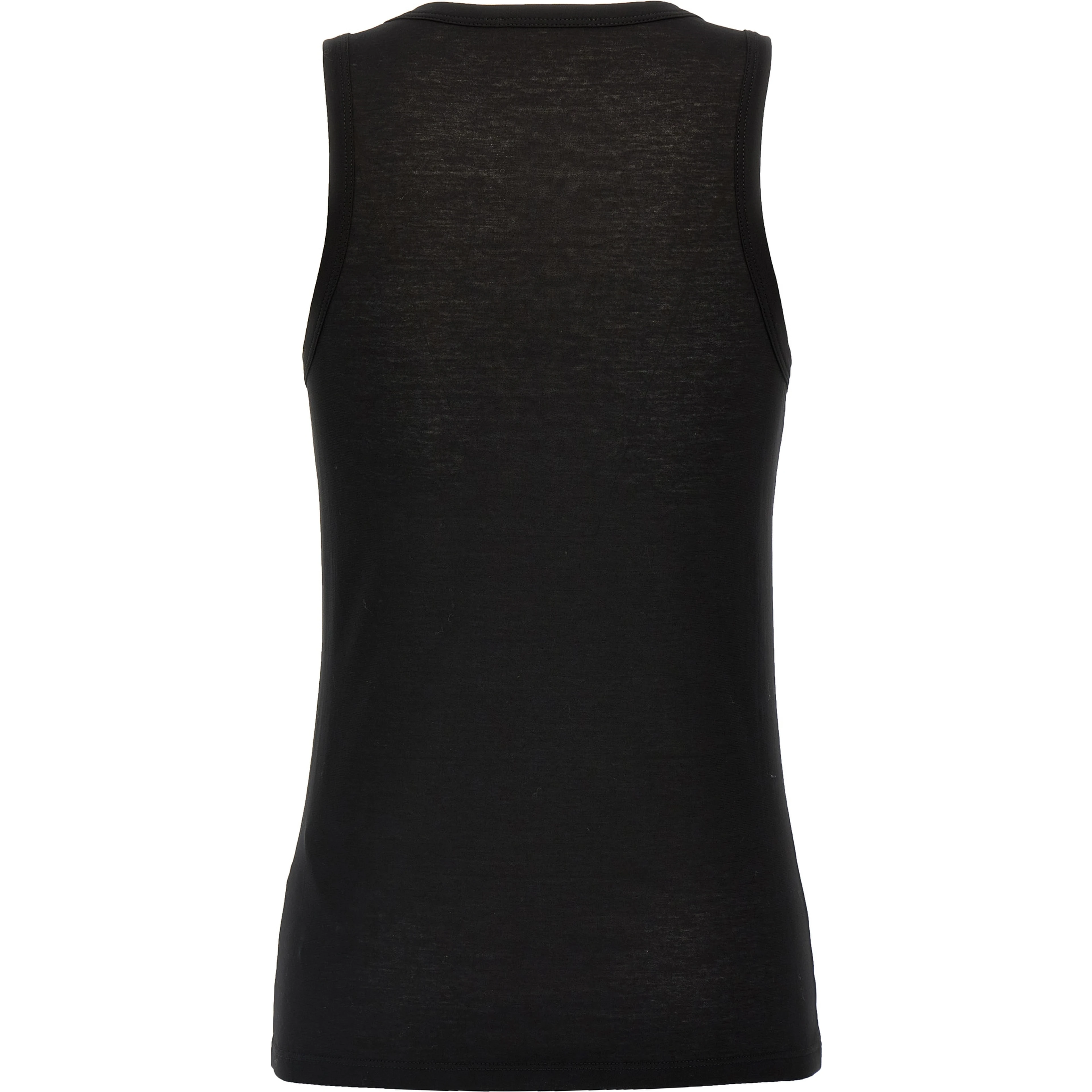 Black Cotton Sleeveles T-Shirt