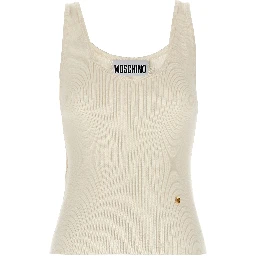 White Virgin Wool Sleeveles T-Shirt