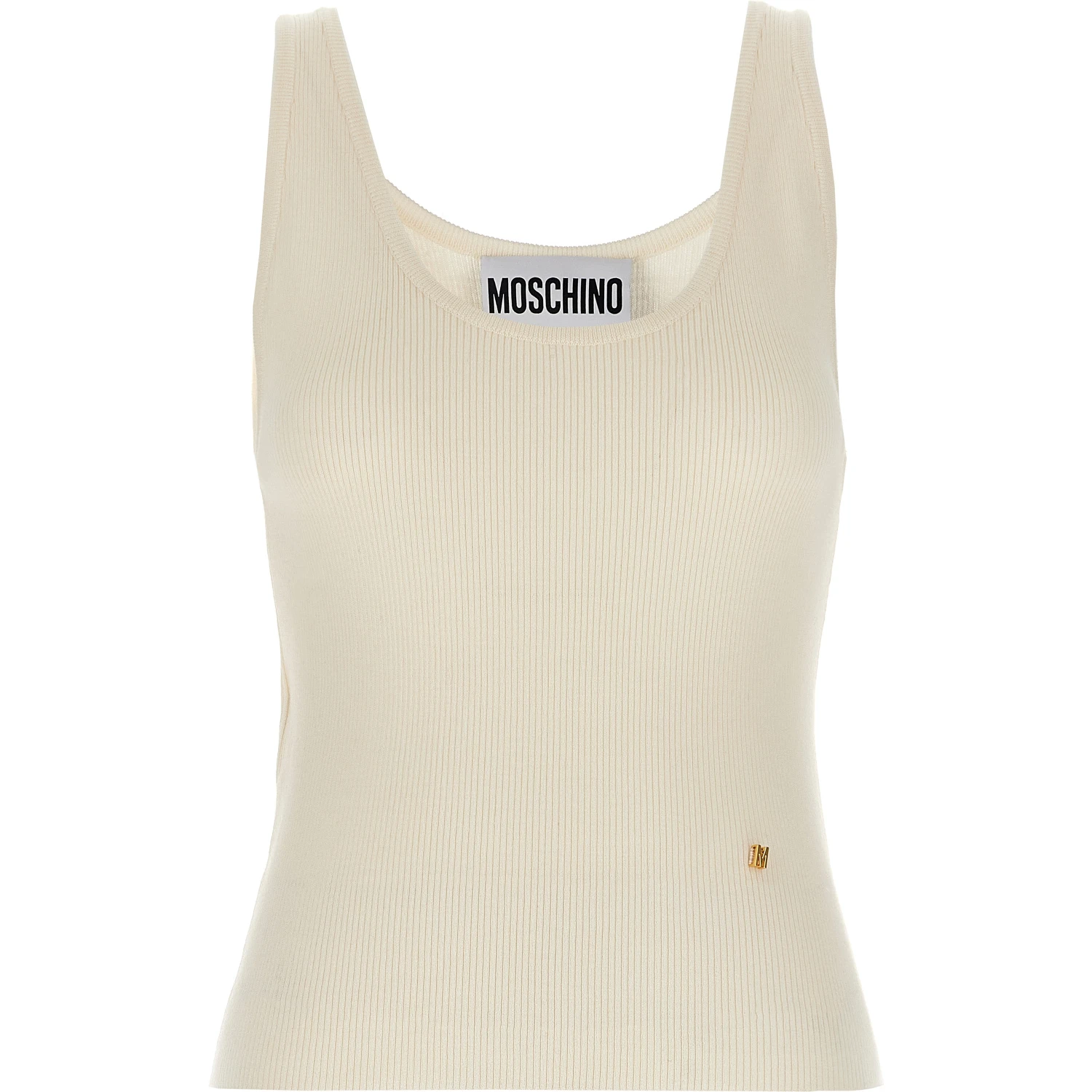 White Virgin Wool Sleeveles T-Shirt