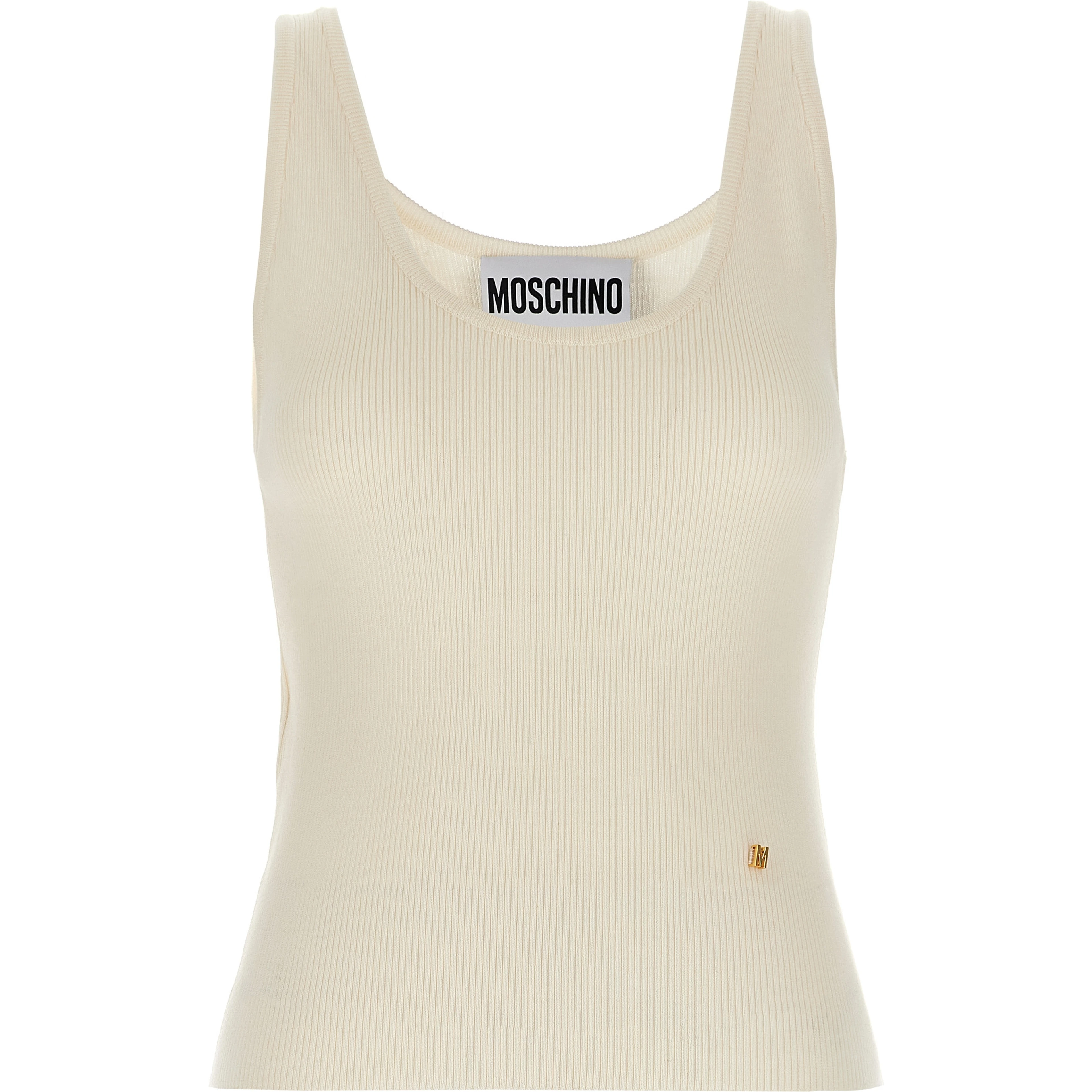 White Virgin Wool Sleeveles T-Shirt
