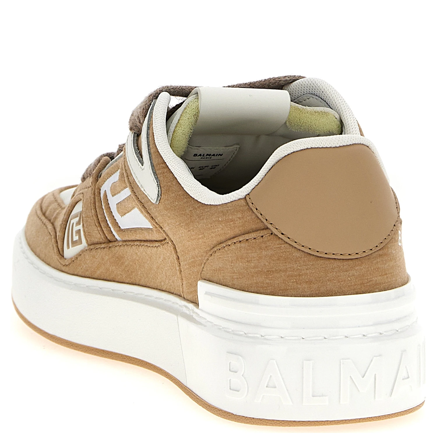 Beige Polyester Low Top Sneakers