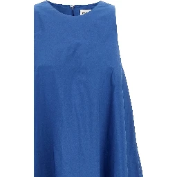 Blue Polyester Long Dress